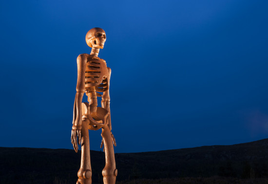 Skeleton sculpture at Borgie Glen