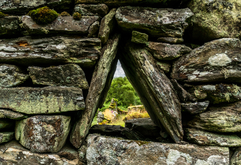 A triangle stone window
