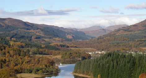 View of forest over Loch Ard