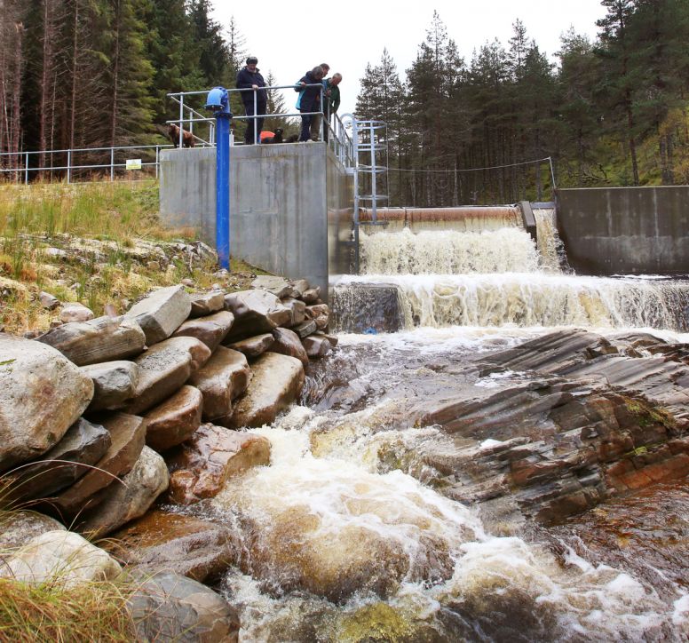 Small dam as part of a hydro scheme on a small river