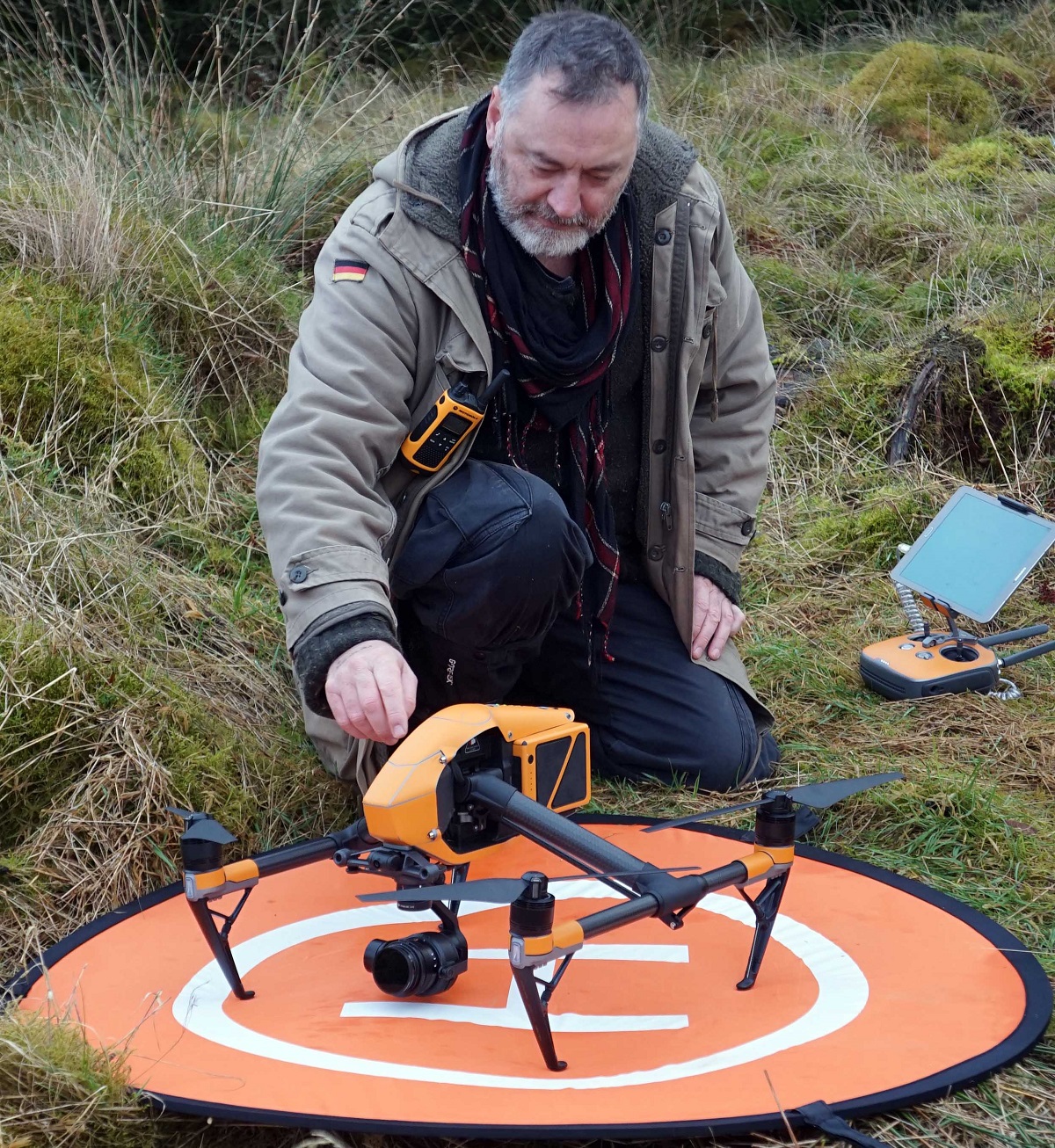David Connolly of Skyscape Survey preparing for take-off 