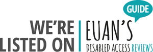 The logo for Euan's Guide, indicating that we're listed there, with disabled access reviews