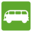 Icon showing a campervan on green background