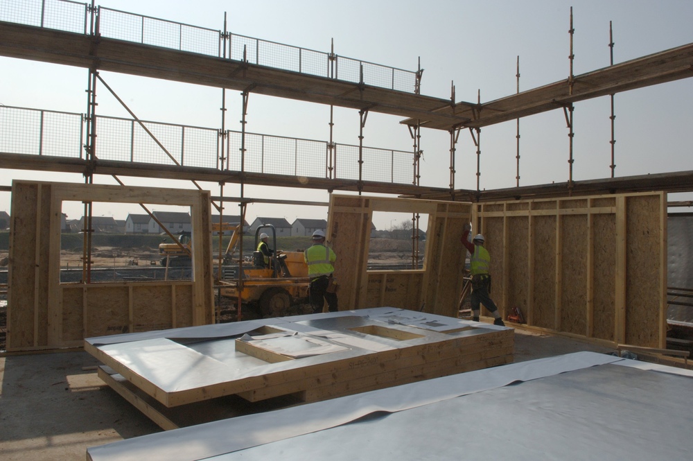 A house being made from timber and timber panels