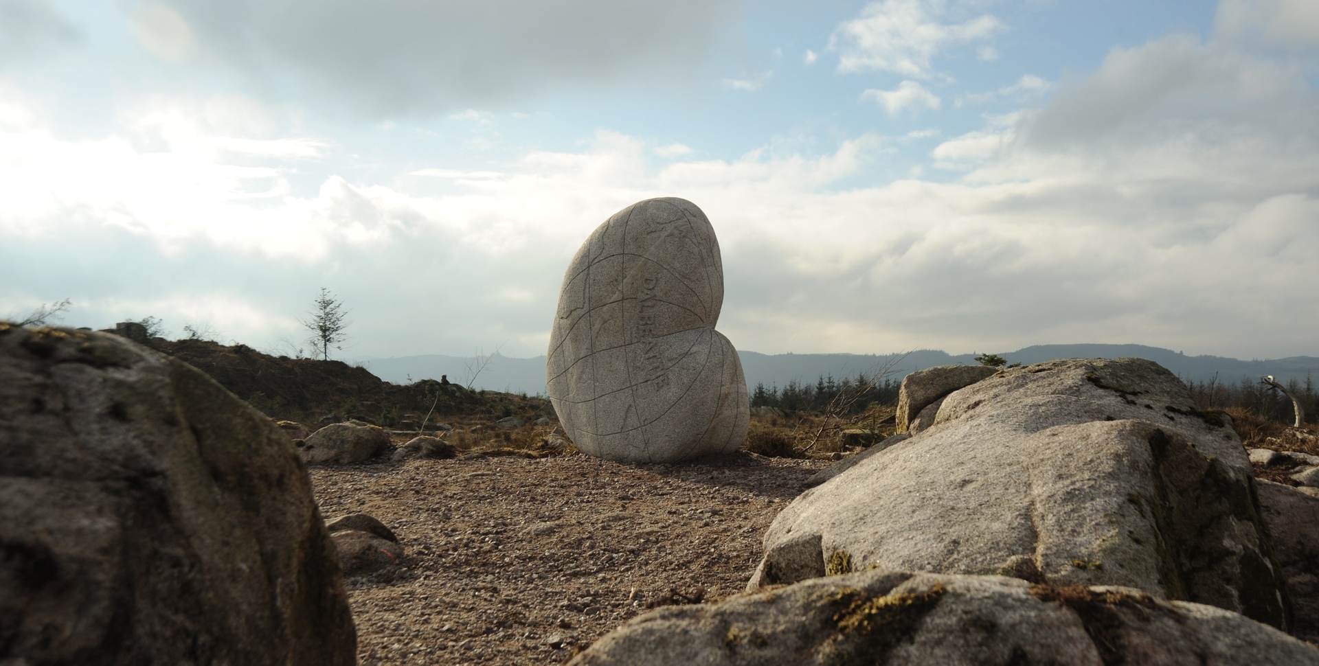 Large, carved boulder at Dalbeattie