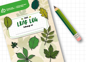 Leaf log booklet next to a pencil