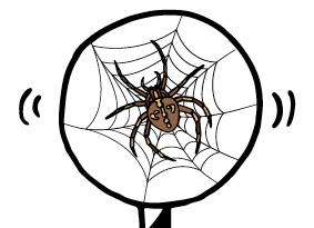 An illustration of a spider in a web. 