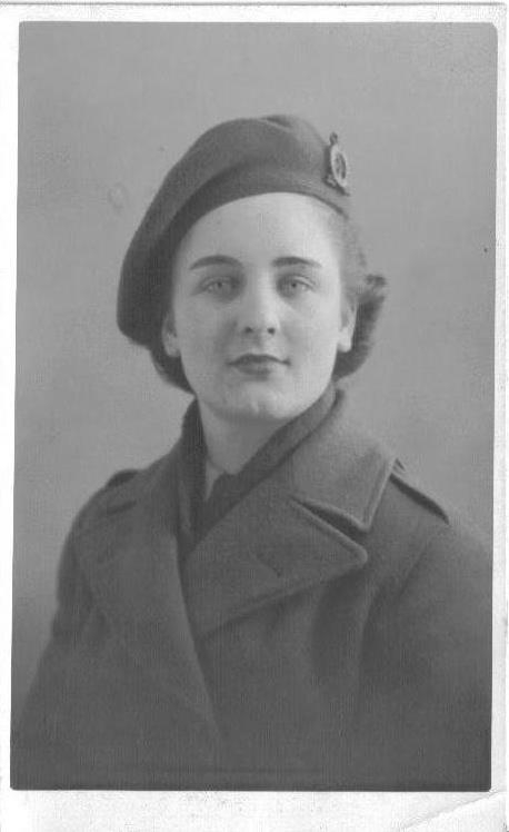 A black and white portrait of Christina Forrester in her uniform. 
