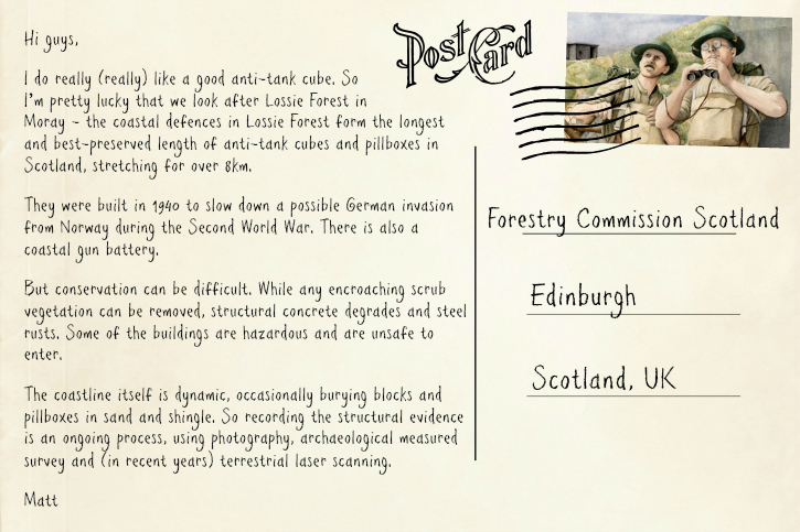 Composite image showing a postcard detailing where the page author has been traveling