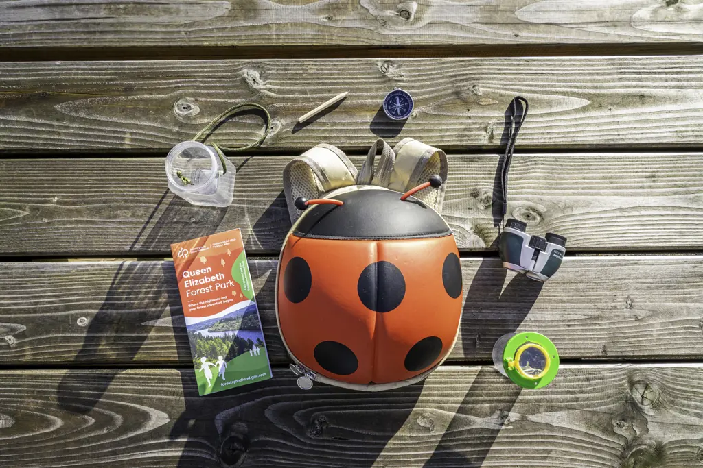 Ladybird bag with wildlife spotting accesories.