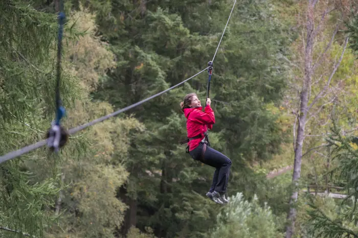 Woman on zip wire