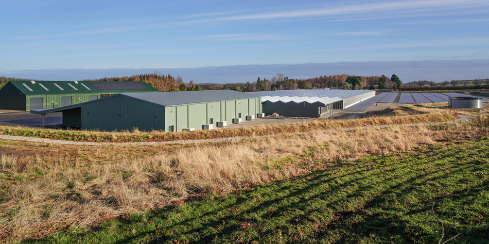 Outside of a large glasshouse