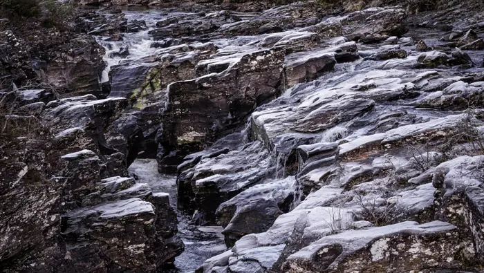 Partially frozen waterfall.